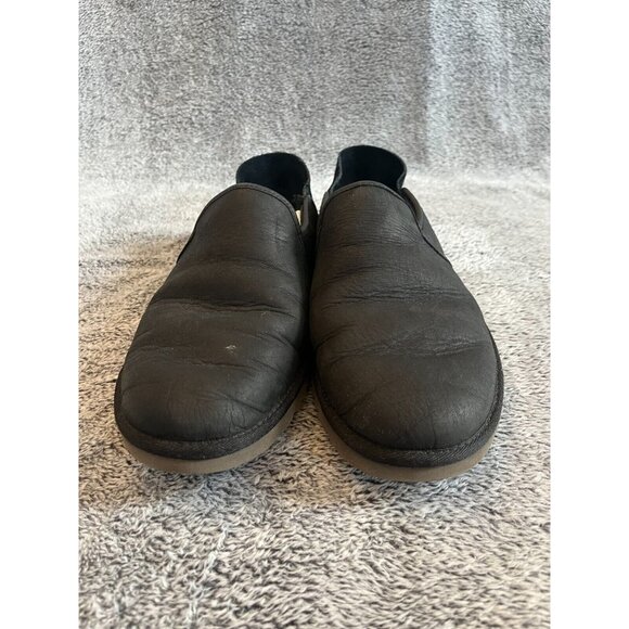 UGg Cooke Loafer Slipper Size 10 Black Suede Wool Lined Collapsible Heel 16596 - Picture 3 of 13